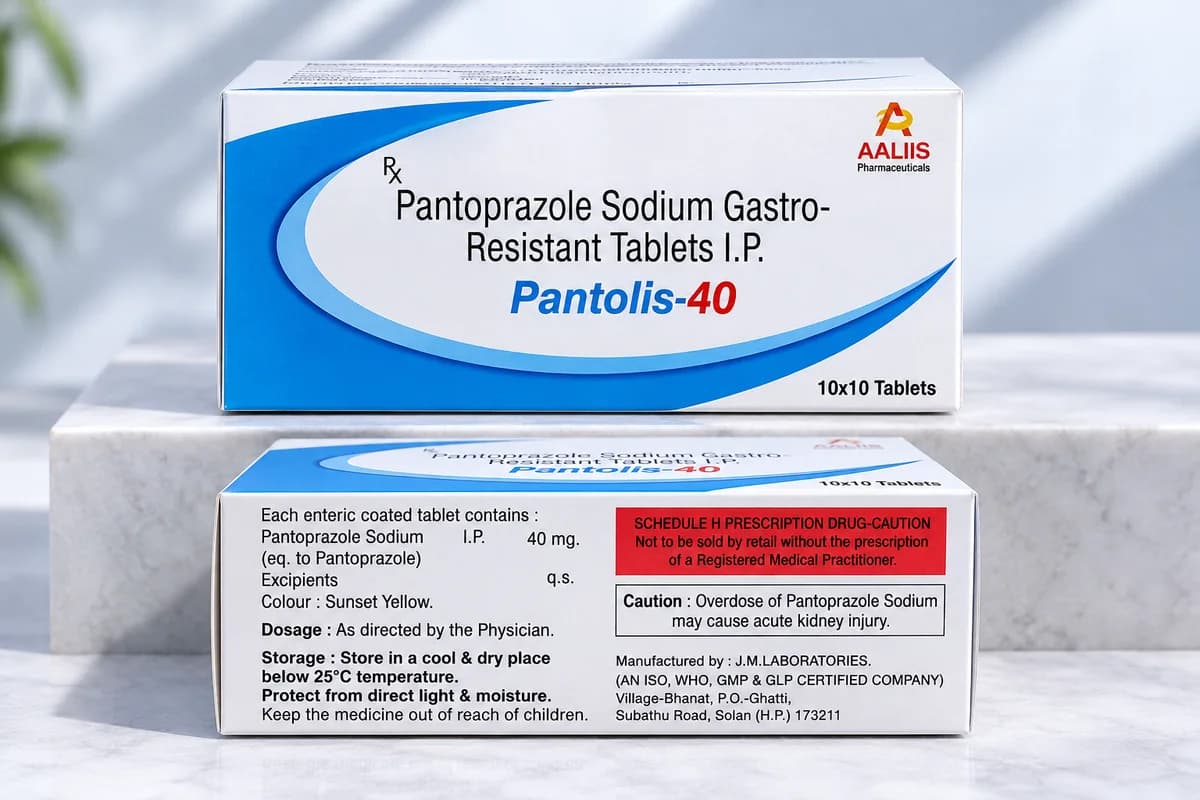Pantolis-40 (Gastro-resistant / enteric-coated tablet) pharmaceutical packaging - Pantoprazole Sodium IP equivalent to Pantoprazole 40 mg