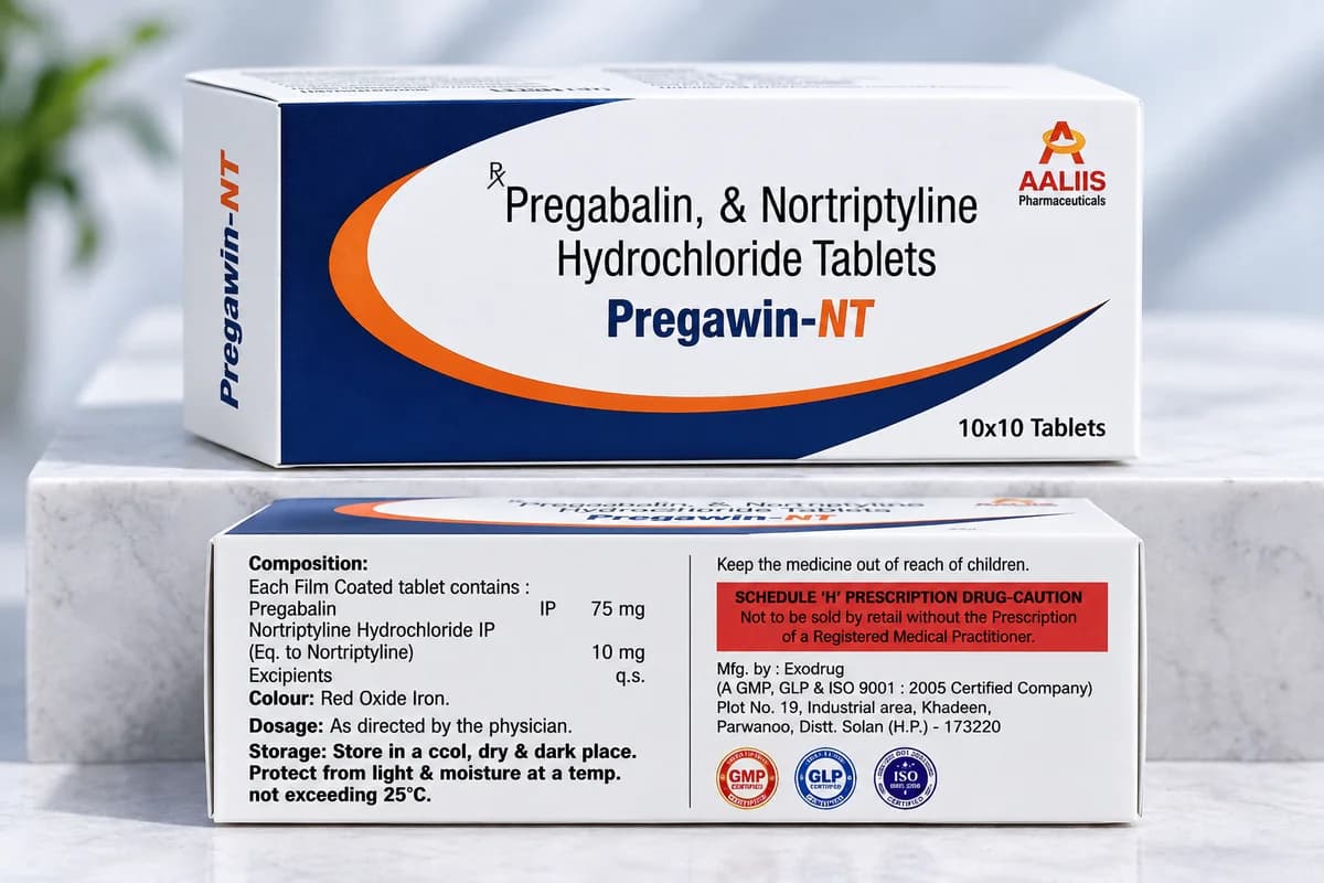 Pregawin-NT (Film-coated tablet) pharmaceutical packaging - Pregabalin 75 mg + Nortriptyline Hydrochloride 10 mg